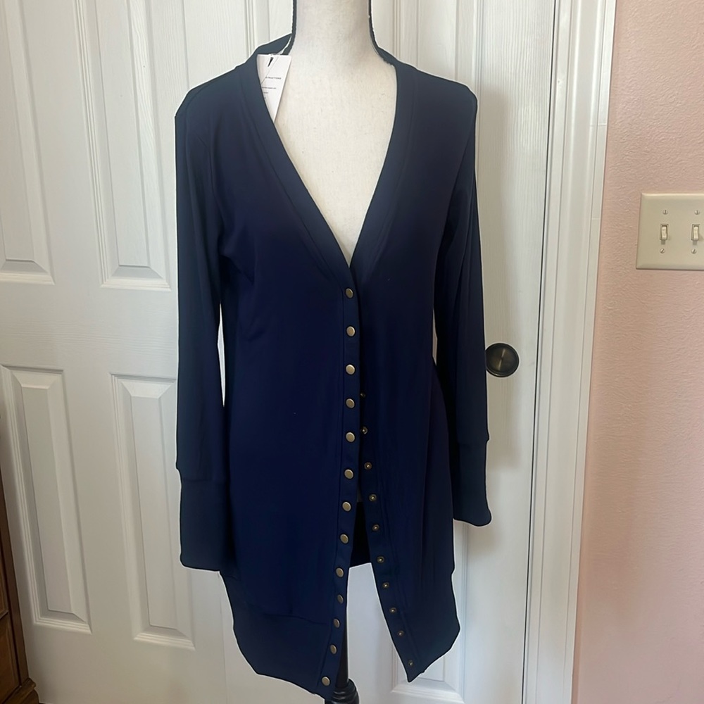 Merokreety long sleeve snap button-down cardigan